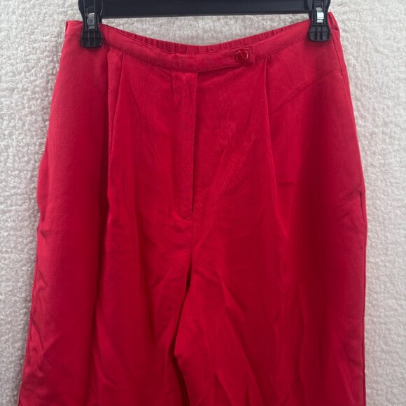 Diane Lemon Collection 100% Silk Red Dress Pants Size S - Picture 3 of 8